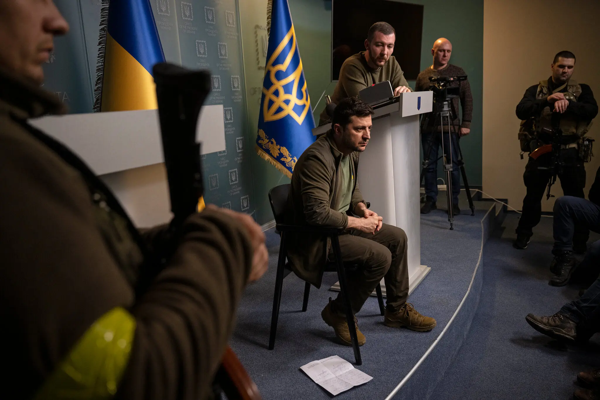 Президент України Володимир Зеленський на прес-конференції в Києві в березні 2022 року.
